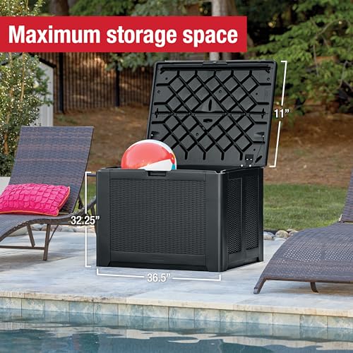 Rubbermaid Extra Large Resin Outdoor Storage Deck Box (134 Gal), Weather Resistant, Gray, Deck Organization for Home/Backyard/Pool Chemicals/Toys/Garden Tools/Porch/Patio Cushions