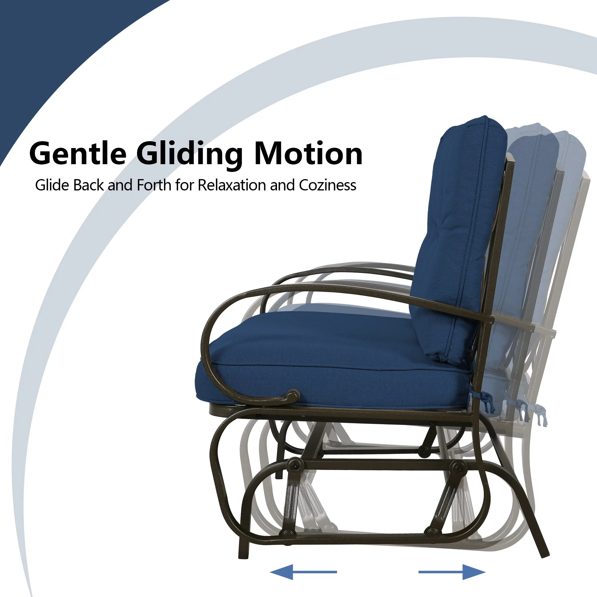Outdoor Loveseat Patio Swing Glider Bench Chair with Cushion Navy