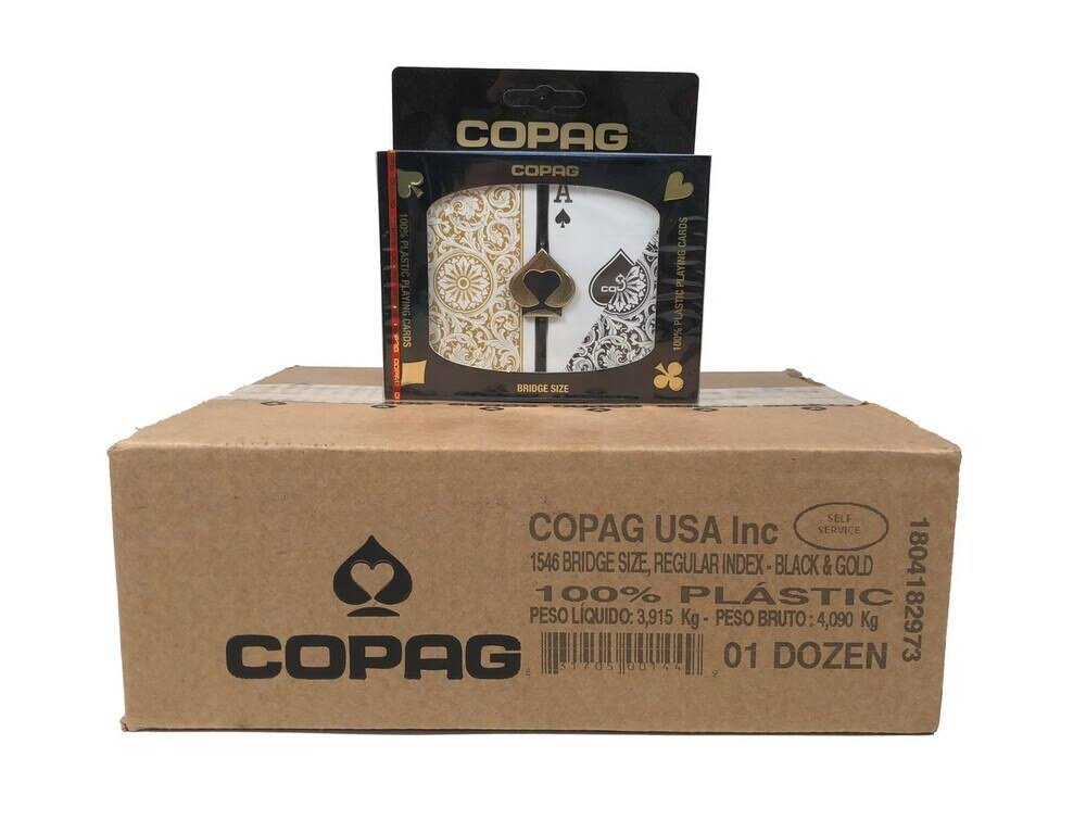 Copag 1546 Black u0026 Gold Playing Cards -12 Sets - Reg. Index - Bridge