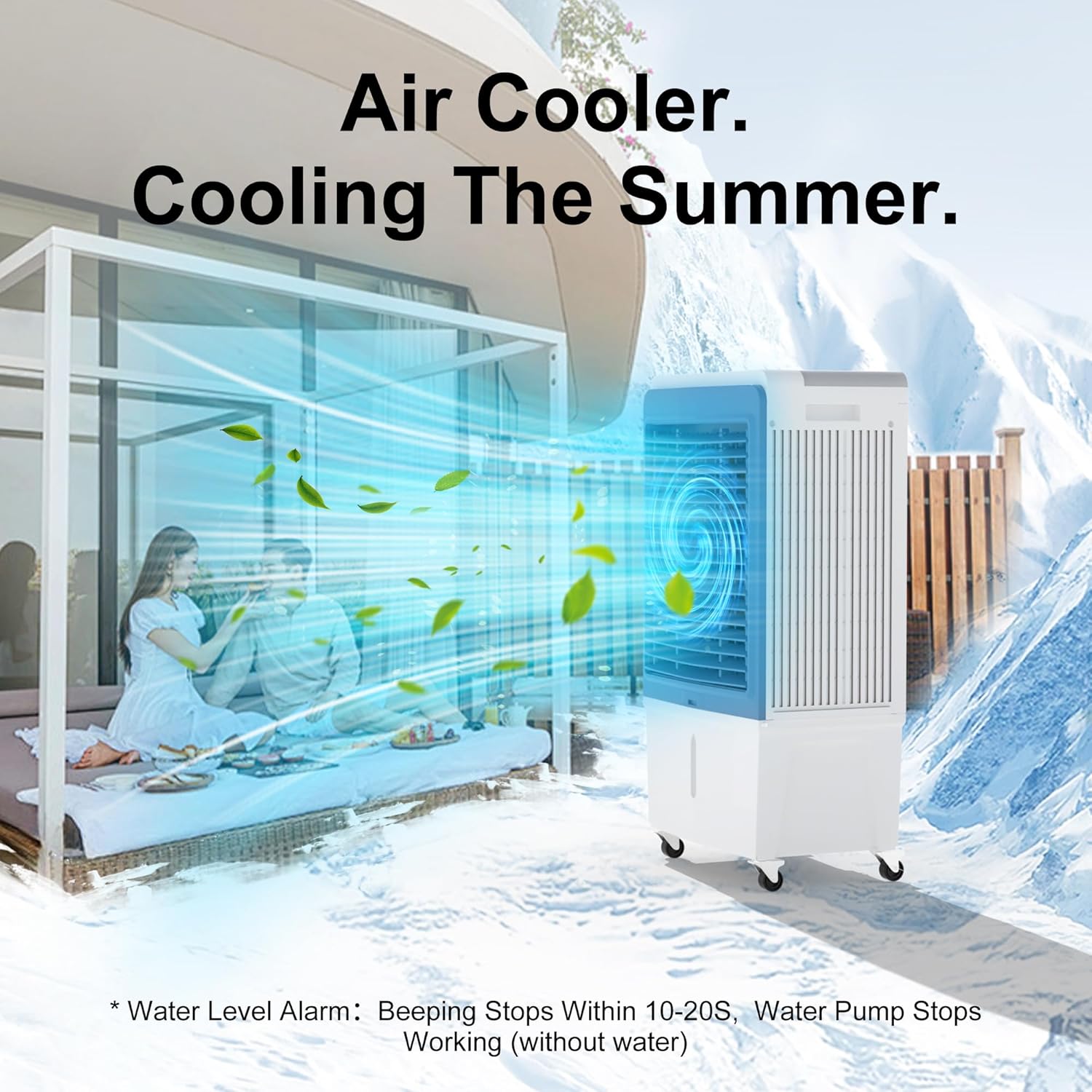 Swamp Cooler, 4129CFM Evaporative Air Cooler with 12.7-Gal Water Tank, Evaporative Cooler with Water Level Alarm, Silver Ion, 12H Timer, Air Cooler for Indoor Outdoor Garage Patio Use(47IN)