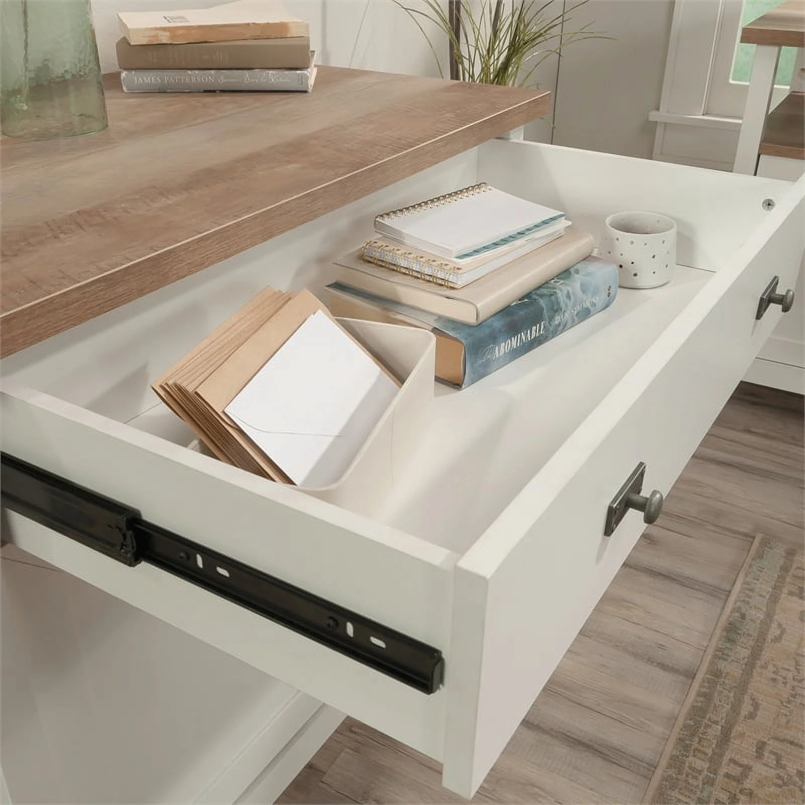 Sauder Cottage Road Engineered Wood Library Base in White Finish