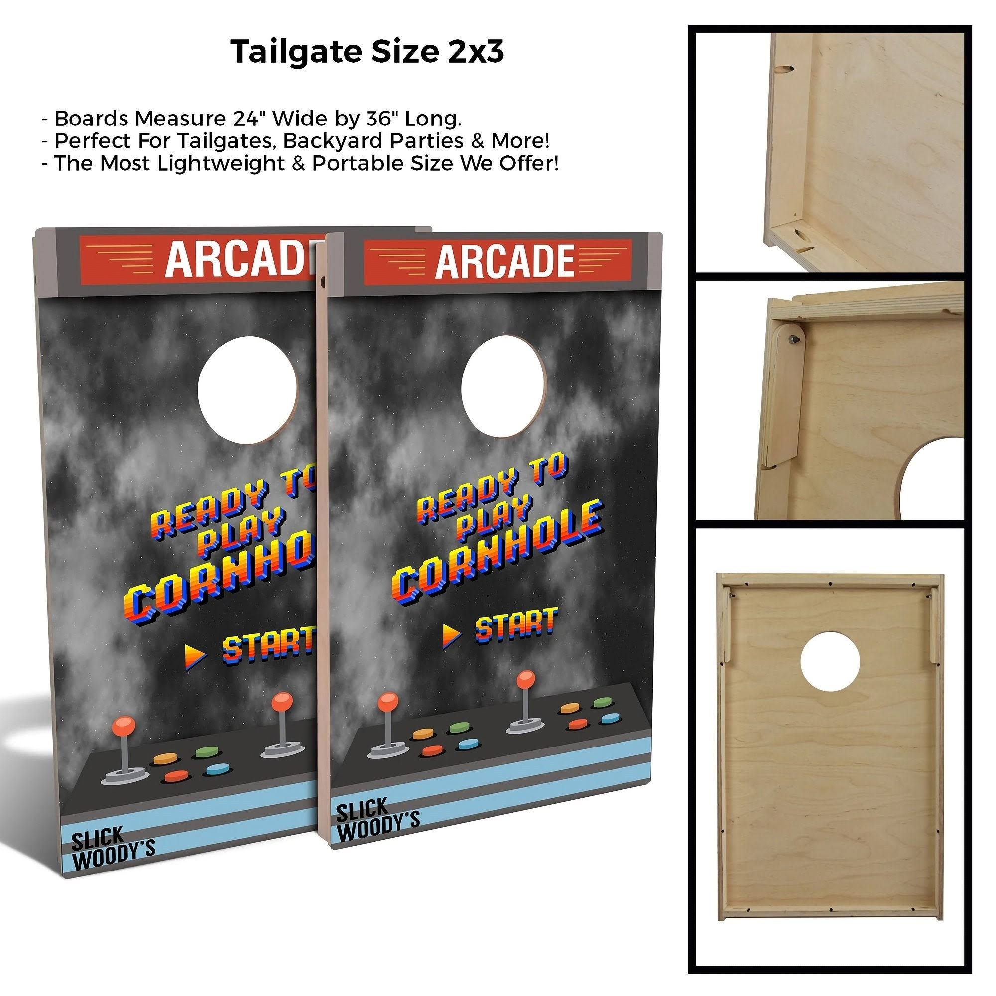 Arcade Game Cornhole Board Set - Choose Your Options No Accessories 2x3 Boards (24x22 x 36x22)