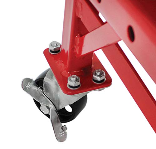 Extreme Max 5001.5083 Ultra-Stabile Hydraulic Motorcycle Lift Table with Foot Pad Lift Function - Raises Bikes from 13.25" to 34", 300 lbs. Weight Capacity, Red
