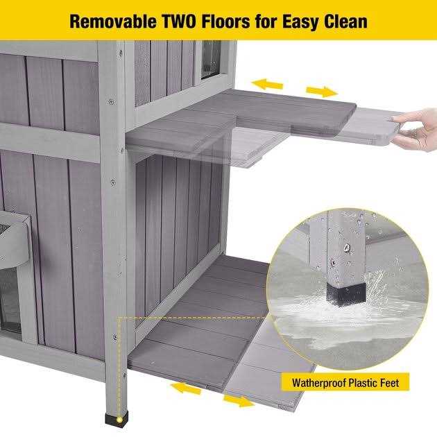 Aivituvin Two Tier Wooden Cat House with Waterproof Roof AIR14-1 - Pet Supplies online store