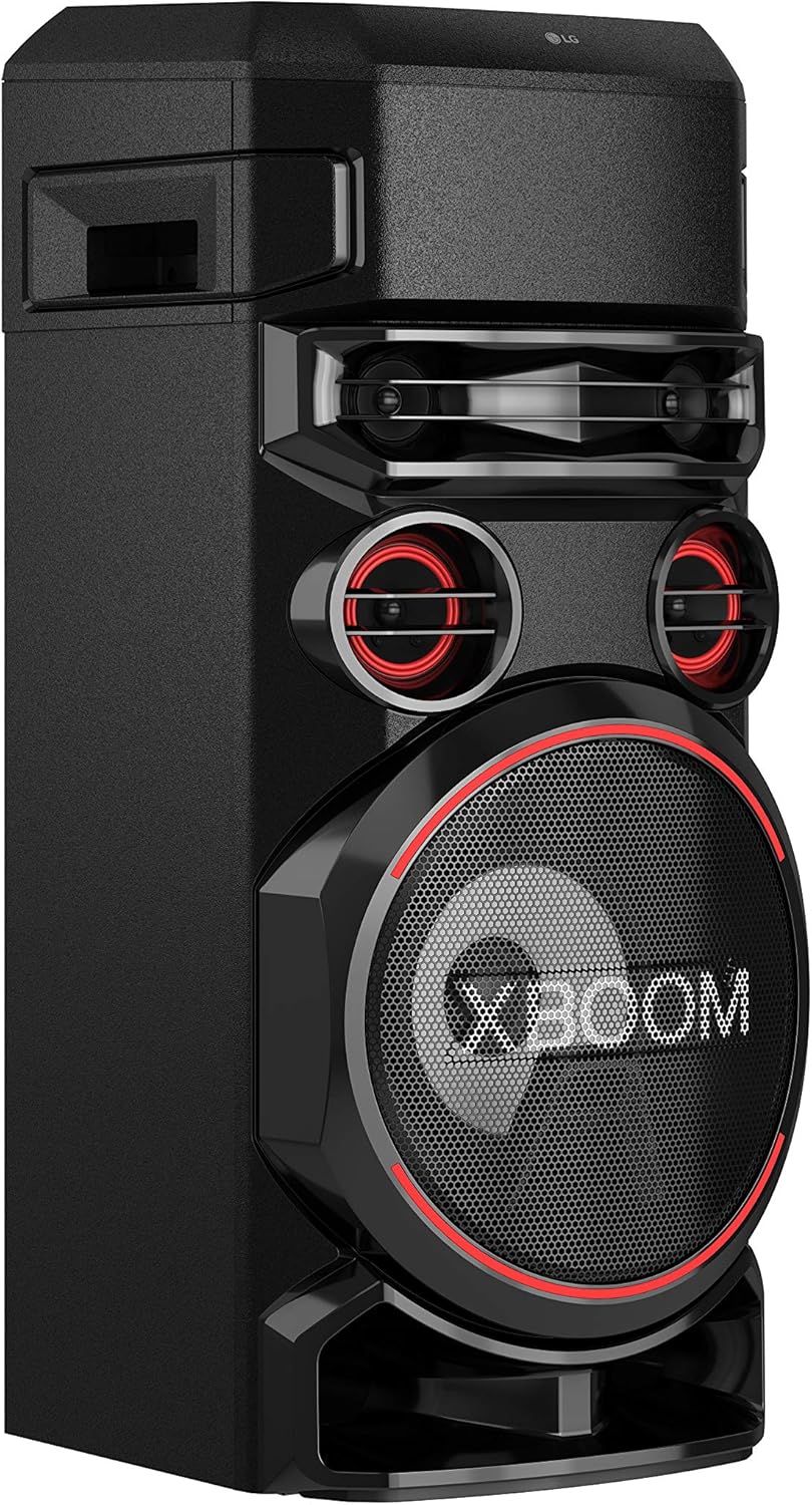 LG XBOOM RN7 Bluetooth Audio System, LED Party Lighting, Karaoke with Voice Filters, XBOOM App Controlled, Bluetooth, Dual USB, Optical and Mic Inputs