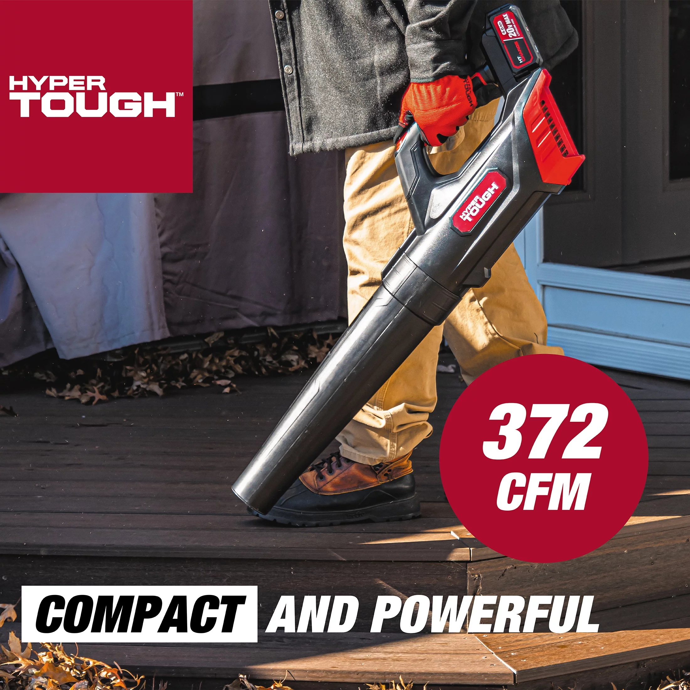 Hyper Tough 20V Max 90 mph 372 CFM 20V 4.0Ah Cordless Handheld Blower