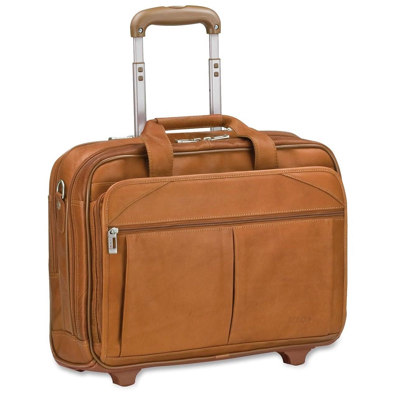 Solo Rolling Laptop Computer Case, Tan