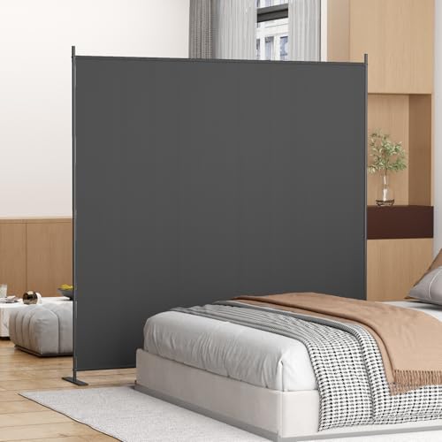 Helios&Hestia 8-Panel 6 ft Tall Indoor Folding Room Divider, Portable Privacy Screen, Freestanding Partition Separator, Temporary Wall Separation for Bedroom, Office, 160" W X 71" H, Dark Grey