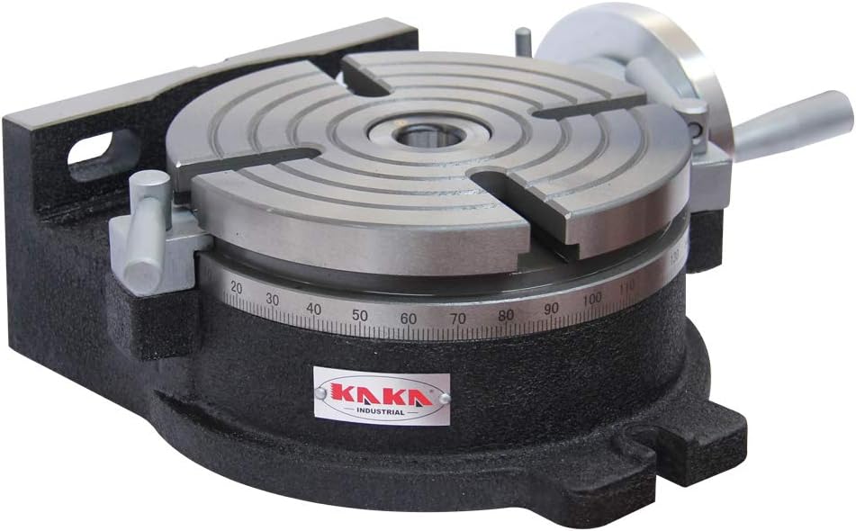 KAKA Industrial 8” Rotary table TSL Vertical & Horizontal MT3 Center Sleeve Rotary Table 4 slot Precision Milling Table(HV-8)