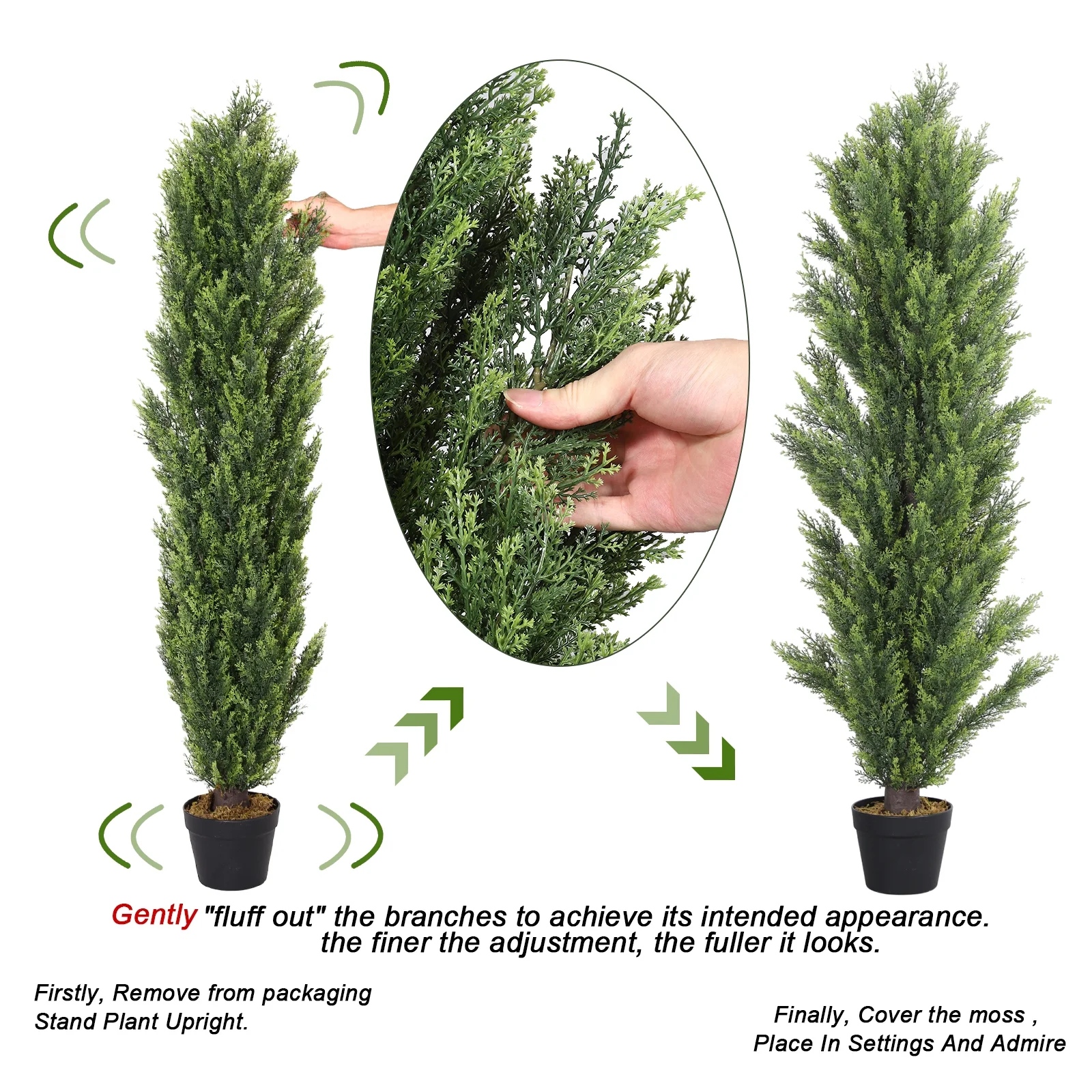 Poetree 2 Pack Artificial Tree 5 FT Artificial Cedar Topiary Trees for Outdoors Potted Fake Pine Trees Faux Evergreen Plants for Home Porch Decor