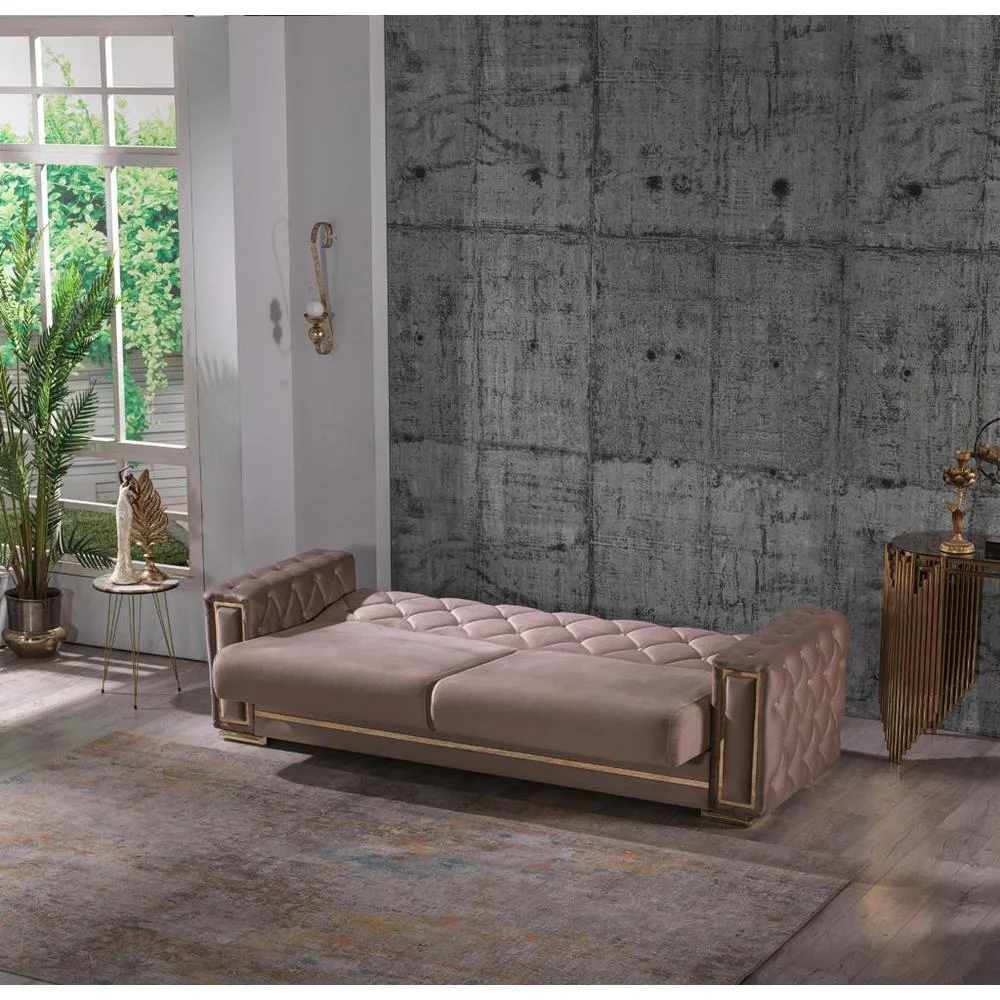 Furnia Bolivya Convertible Sleeper Loveseat, Vizon
