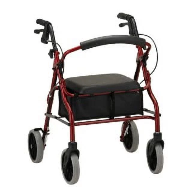Rollator Nova Zoom 20 Aluminum Rolling Walker Weight Capacity 300 lbs (Red) - Curated Treasures Market