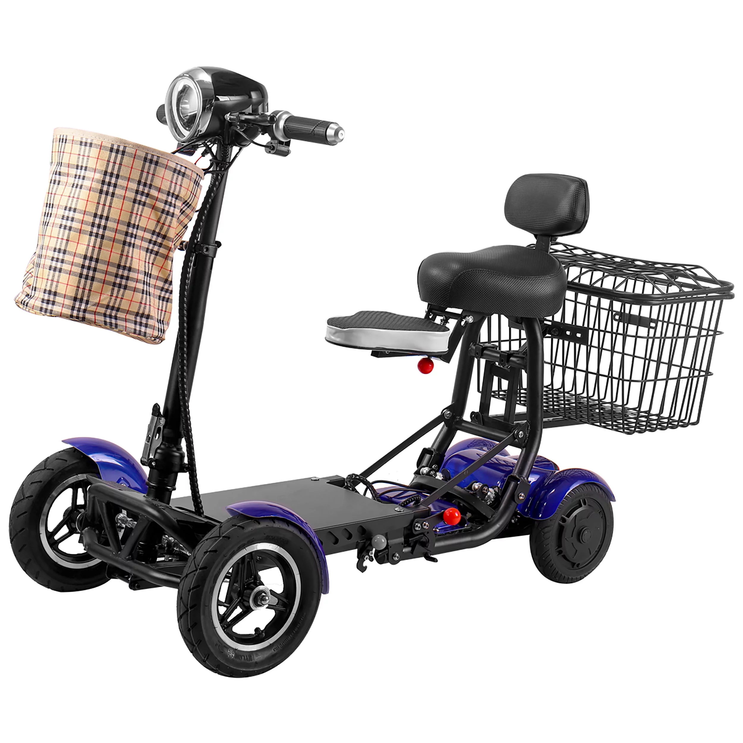 Bangeran Electric Mobility Scooter, 4 Wheel Foldable Portable, Up to 12 Miles - Blue