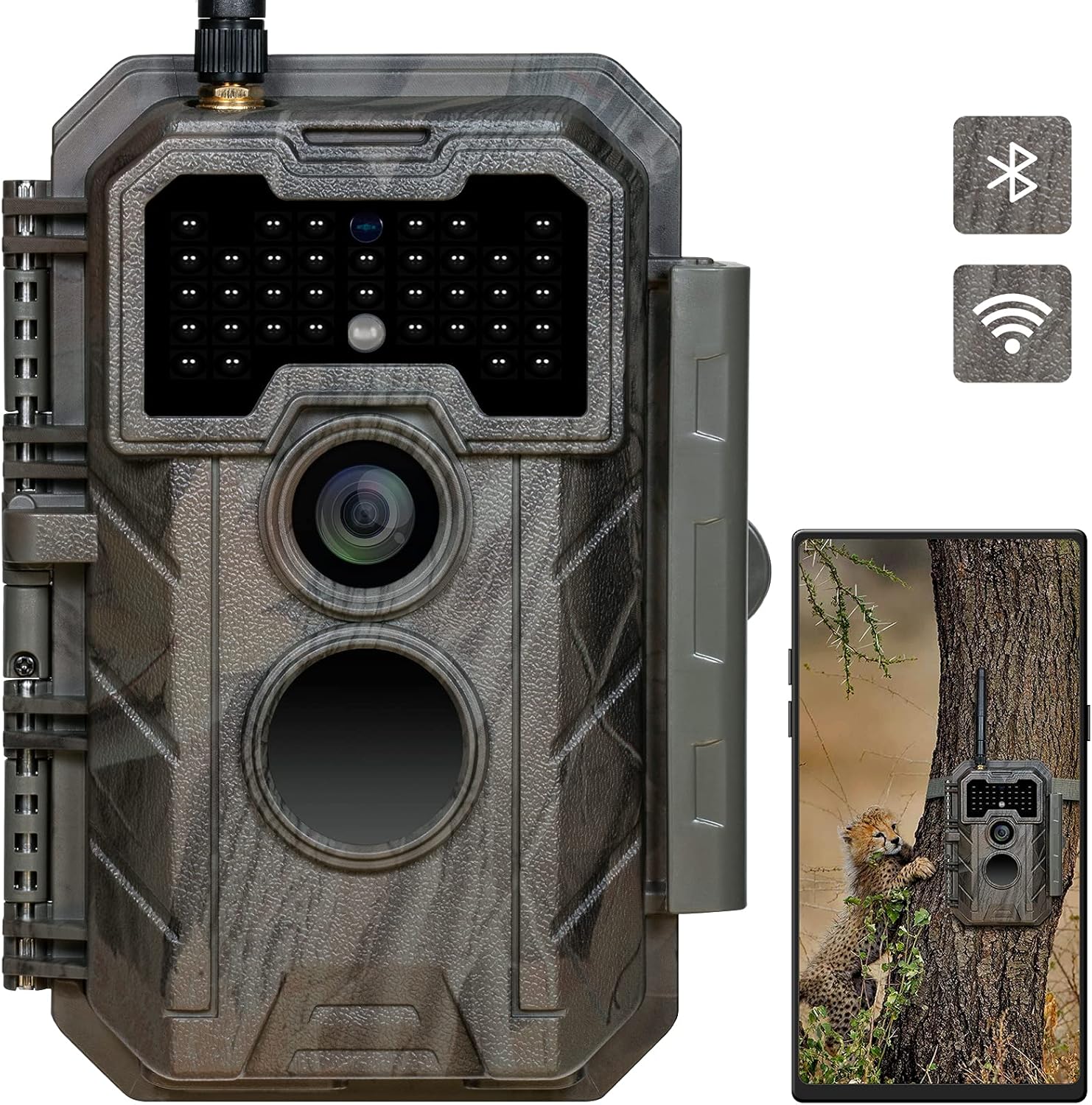 GardePro E7 WiFi Trail Camera, Bluetooth, 32MP Picture, H.264 1296P Video, Phone App, Game Camera with Night Vision Motion Activated Waterproof