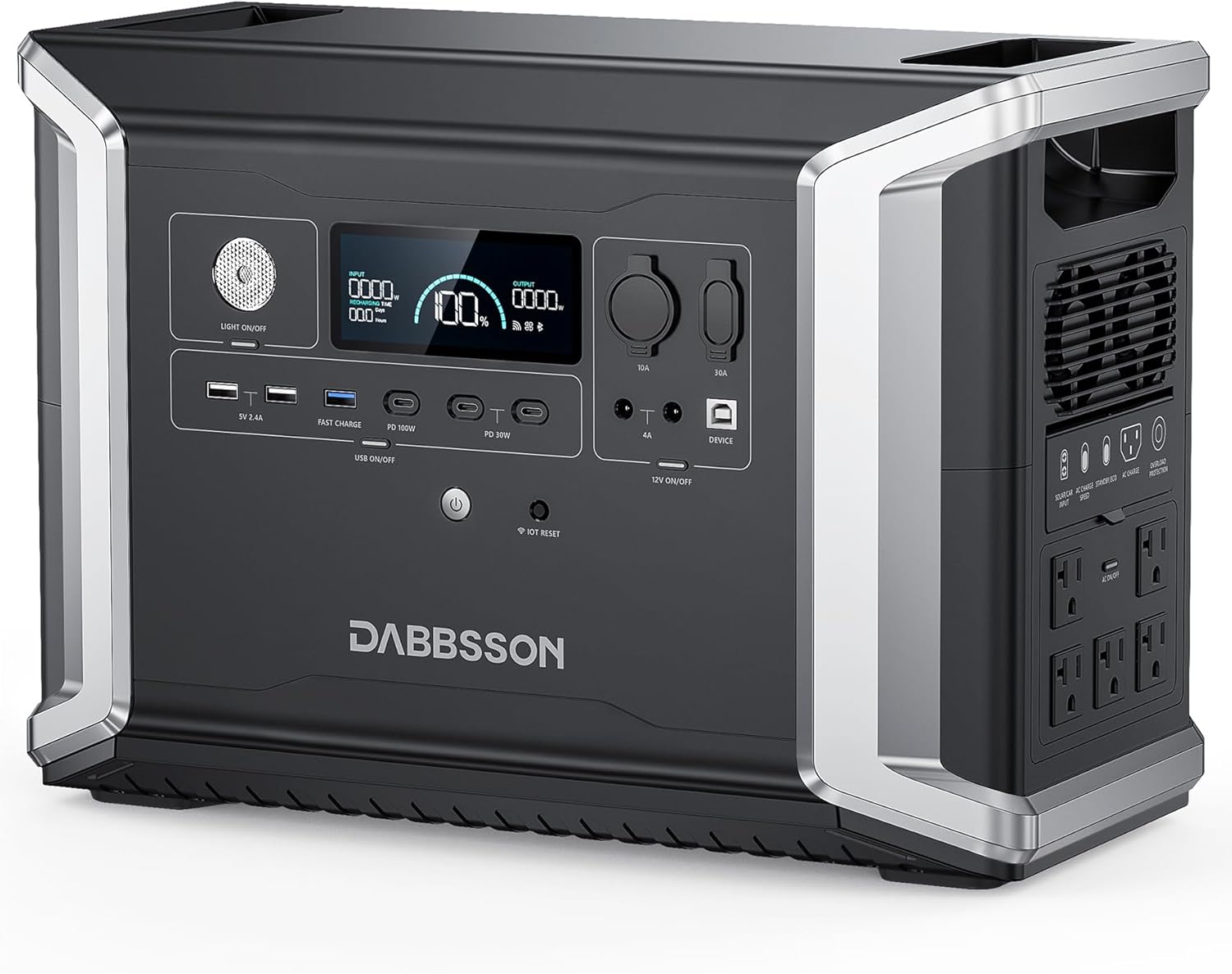 Dabbsson Portable Power Station DBS2300, 2330Wh EV Semi-solid State LiFePO4 Home Battery Backup, Max 8330Wh, 5×2200W AC Outlets, Solar Generator for Camping, Home Backup, Emergency, RV