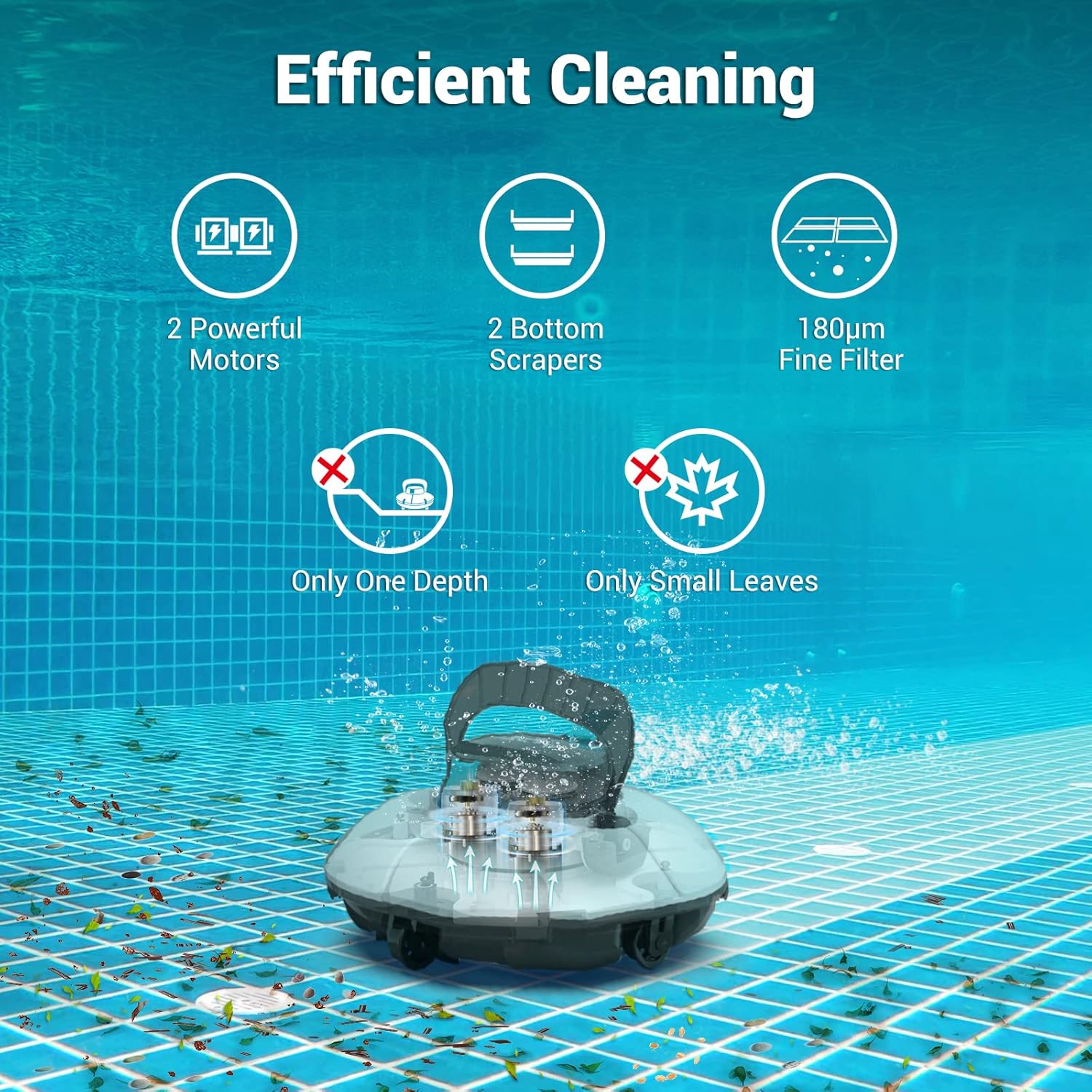 (2022 Upgrade) AIPER Cordless Robotic Pool Cleaner, Pool Vacuum with Dual-Drive Motors, Self-Parking, Lightweight, Perfect for Above/In-Ground Flat Pools up to 35 Feet (Lasts 50 Mins) - Seagull 600