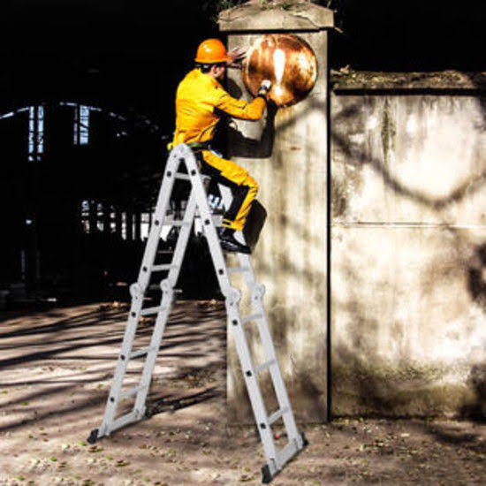 Gymax 12.5ft Multi Purpose Folding EN131 Aluminum Scaffold Ladder Step