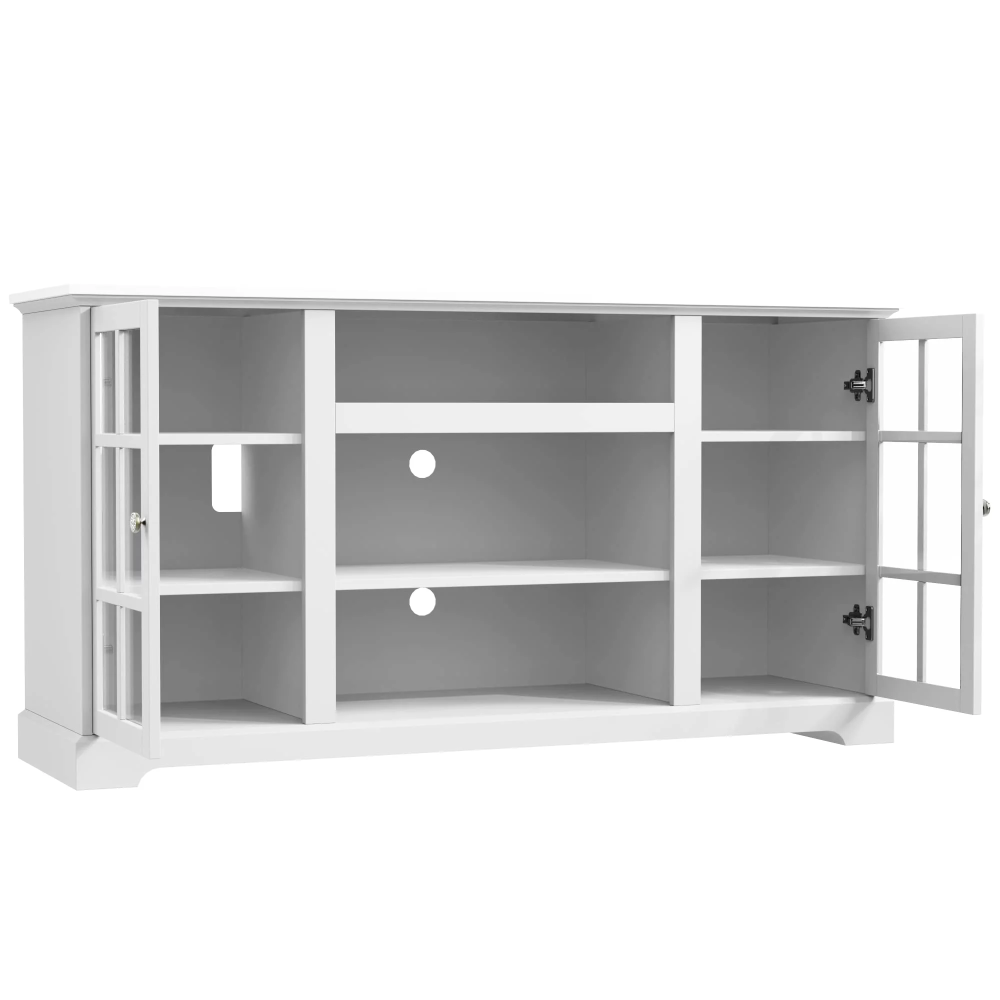 TV Stand Modern Farmhouse Wood Entertainment Center for TVs up to 65", White