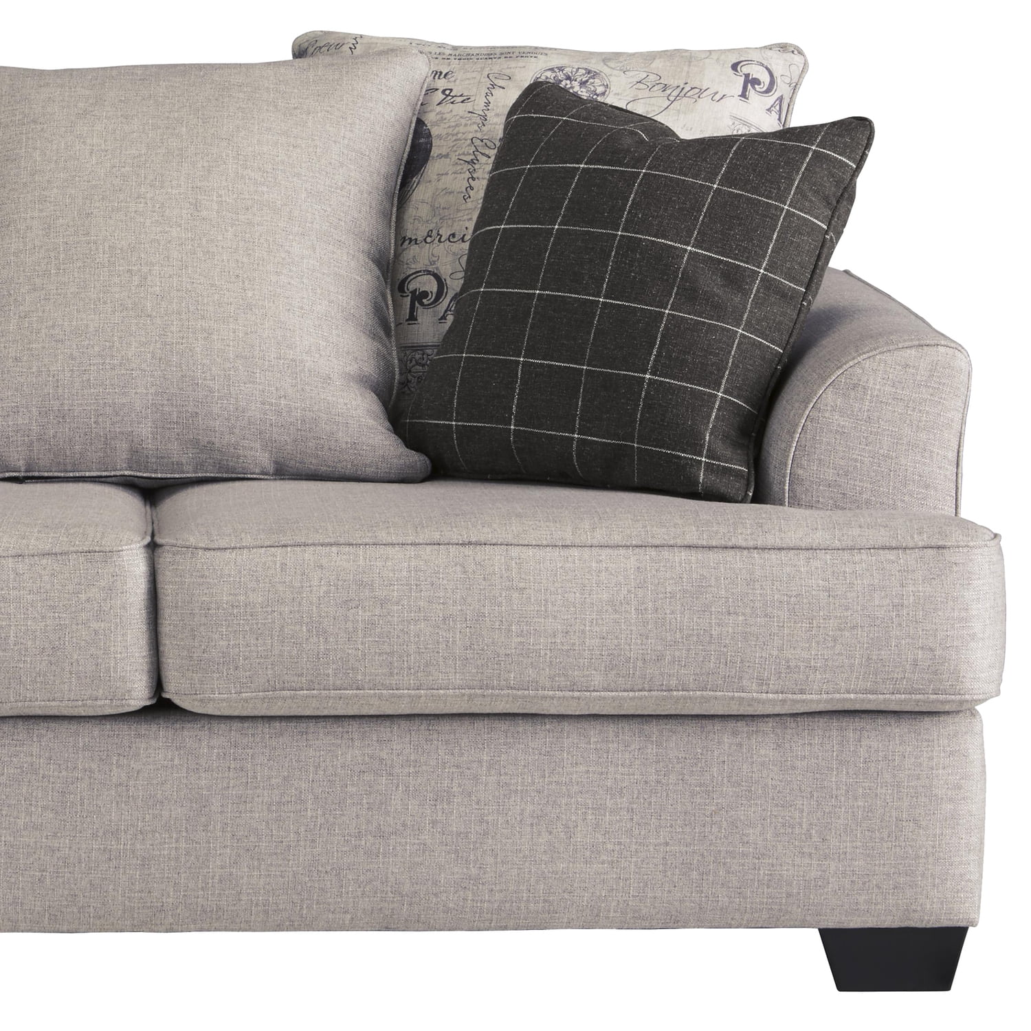 Benjara Fabric Upholstered Wooden Loveseat with Piped Stitching, Gray