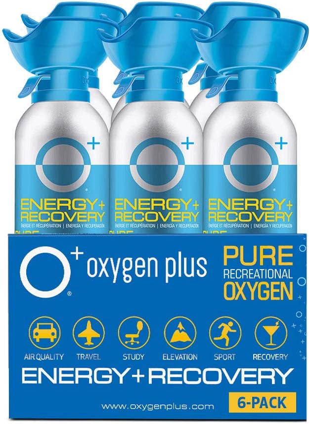Oxygen Plus – O+ Biggi 6 Pack | Portable Oxygen Can | 99.5% Pure O2 | Natural Wellness Supplement to Boost Energy & Recovery | 50+ Uses Per 11 Liter Canister