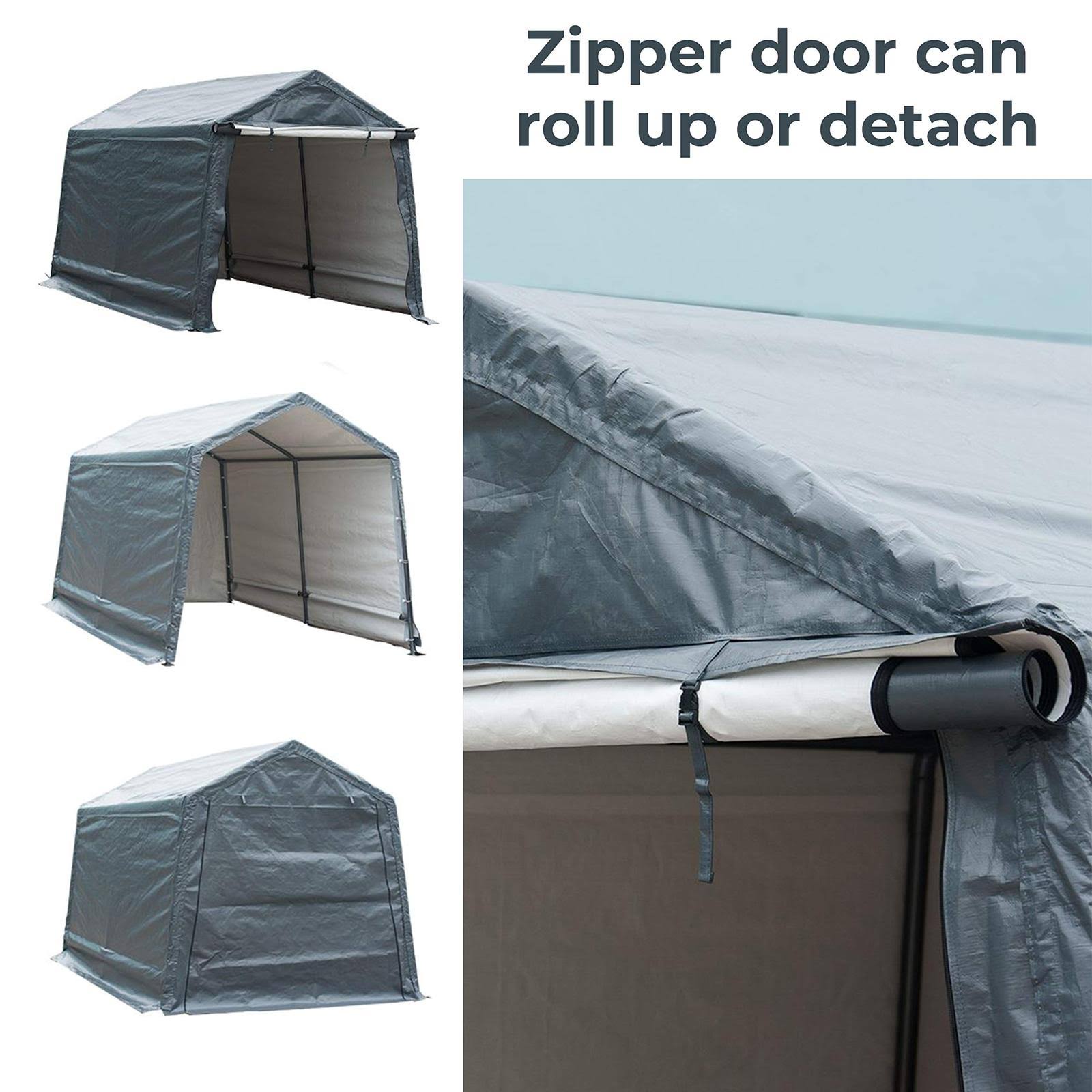 Abba Patio Storage Shelter 8 x 14- Feet Outdoor Shed Heavy Duty Canopy, Grey