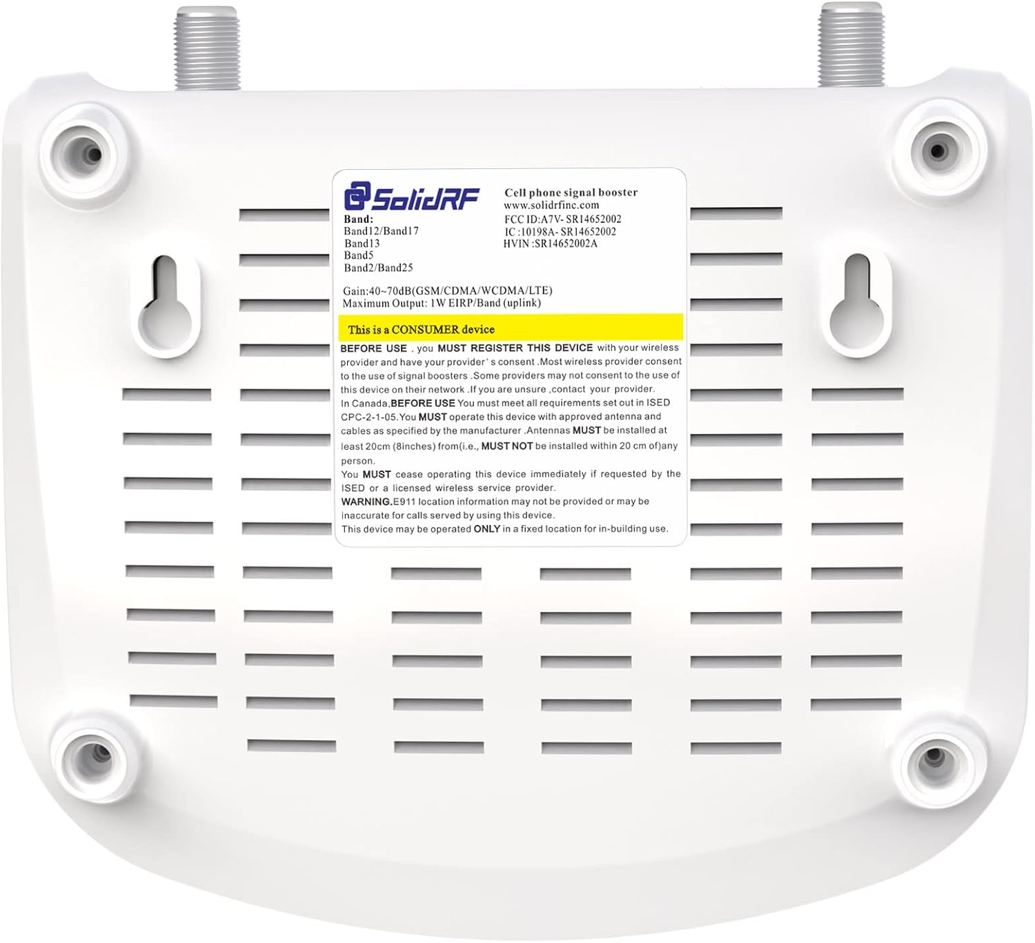 SolidRF Cell Phone Signal Booster for Home, Band 12/17/13/5/2/25 SOHOMAX Covarage Up to 2,000 sq ft, Cell Phone Signal Amplifier Suitable for Apartment/Cottage All U.S. Carriers FCC Approved