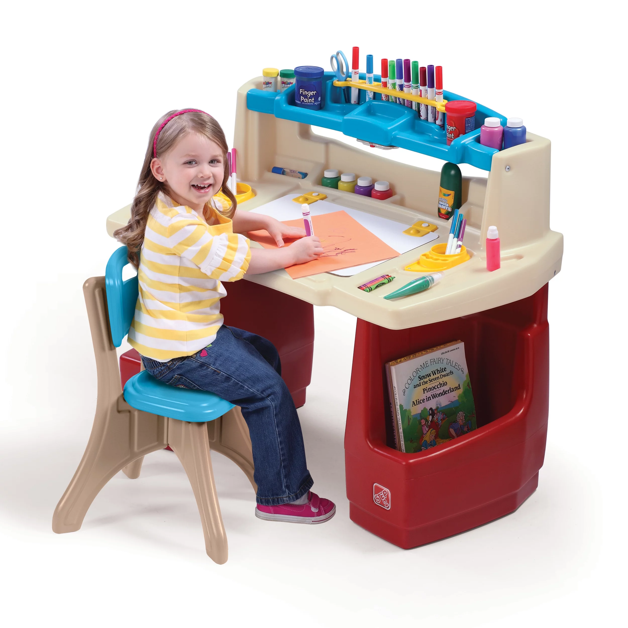 Step2 Deluxe Art Master Desk Plastic Kids Activity Center and Table