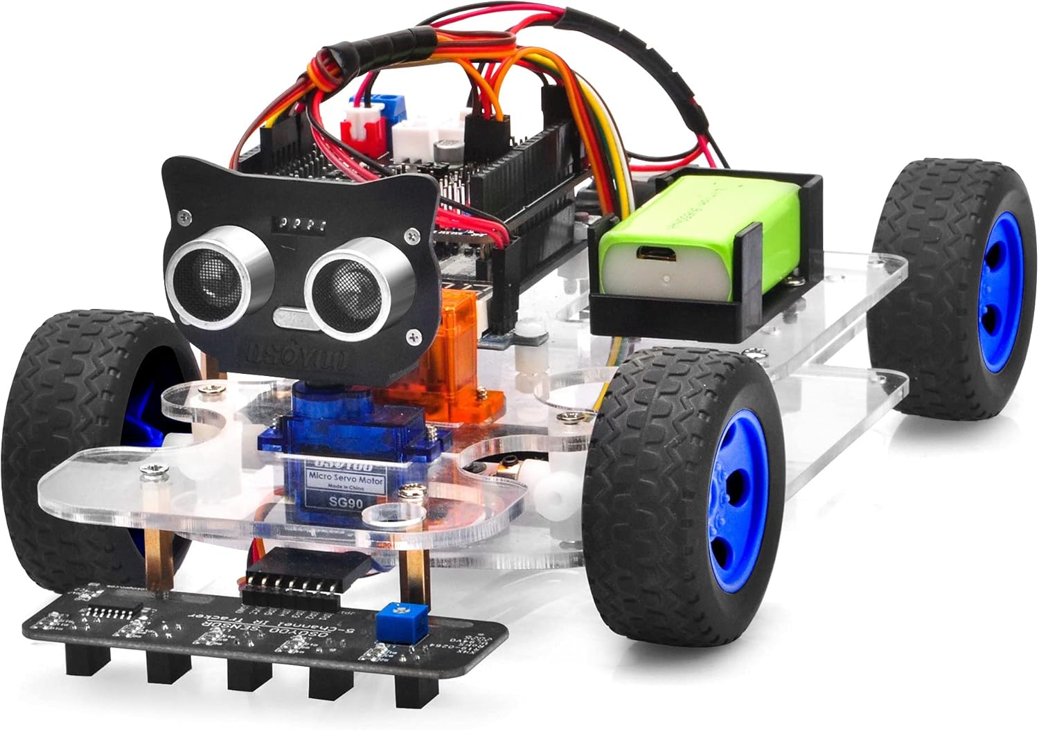 OSOYOO Robot Rc Smart Car DIY Kit to Build for Adults Teens with Servo Power Steering Motor, WiFi, Bluetooth, Code Programmable Compatible with Arduino UNO