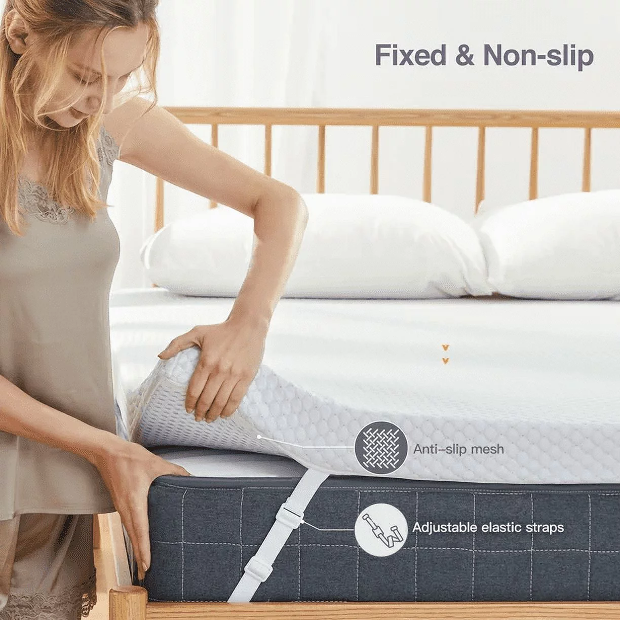 2 inch Non-Slip Design Gel Memory Foam Mattress Topper with Removable & Washable Cover for Cooling Sleep,Pressure Relief ,CertiPUR-US Certified - Full
