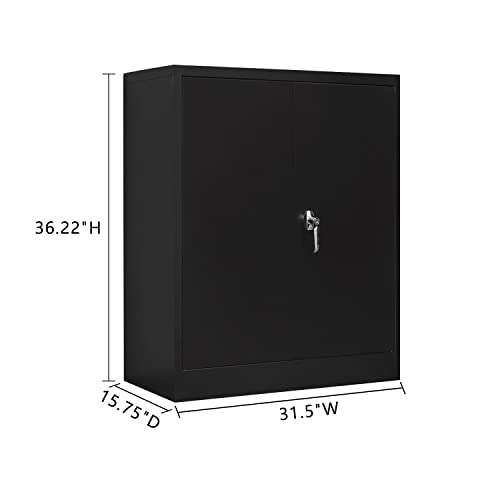 Metal Storage Cabinet, 71" H Locking Cabinet with 5 Adjustable Shelves for Garage, Classroom, School, Home, Office, Pantry-Black