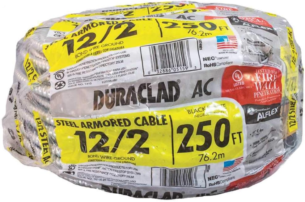 Southwire 55274901 Type AC Armored Cable, 12 AWG