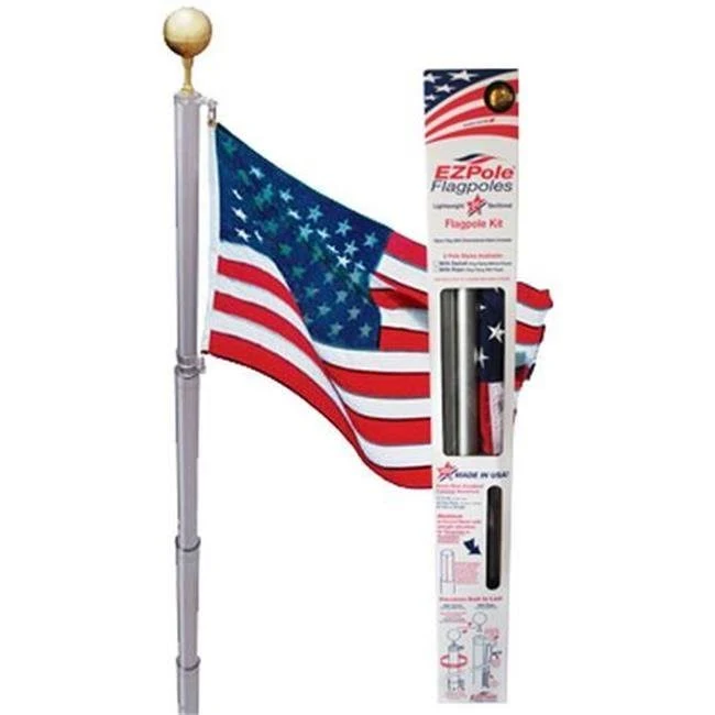 Ez-pole Liberty 21 ft. Aluminum Telescopic Flagpole Kit with Swivels