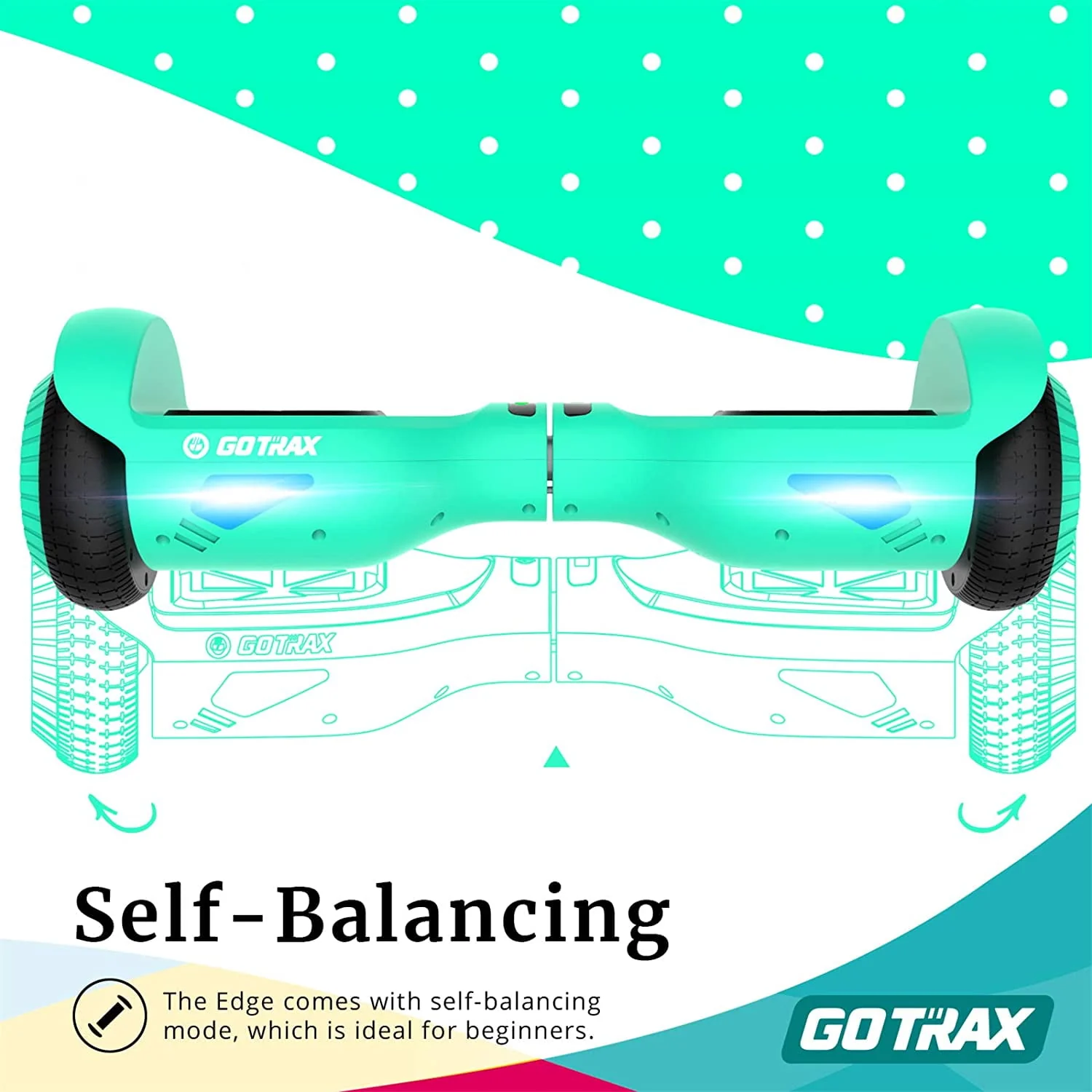 Gotrax Edge Hoverboard for Kids Adults, 6.5 Tires 6.2mph & 2.5 Miles Self Balancing Scooter, Black