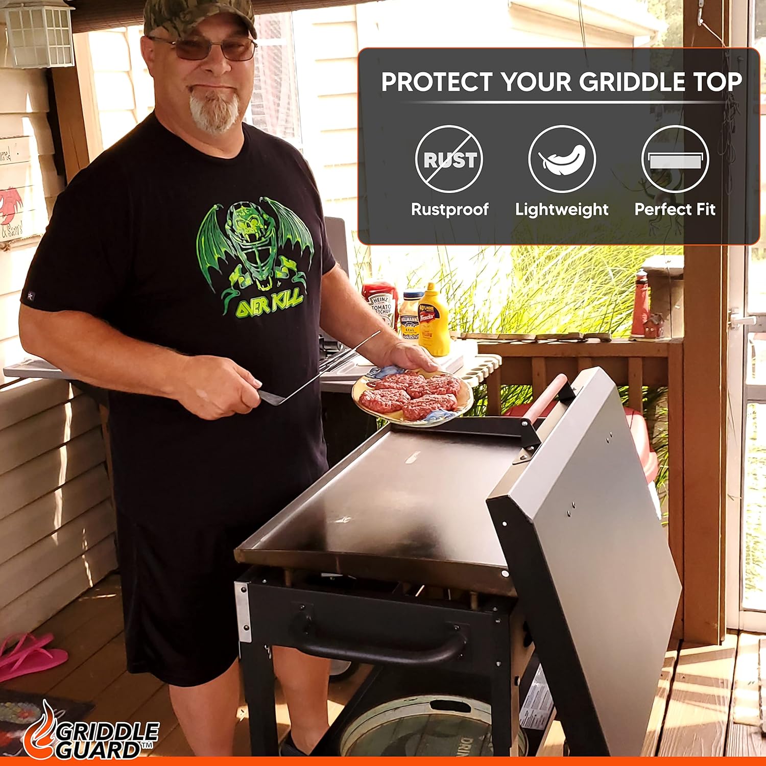 Griddle Guard Hard Cover Lid - Fits Blackstone 28 Inch Griddle - Hardcover with Wood Handle for Flat Top - Made in USA