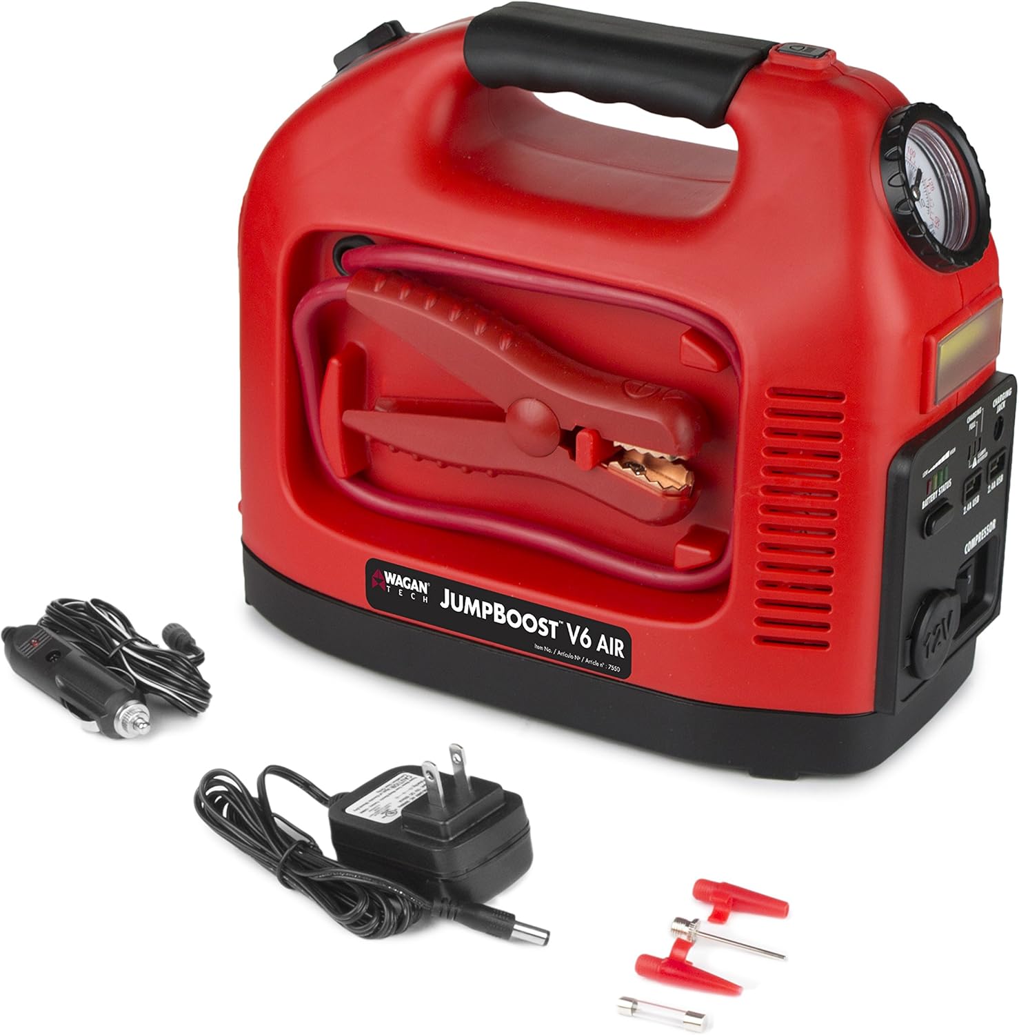 Wagan EL7550 Jumpboost V6 AIR - Battery Jump Starter Portable Power Supply, Air Compressor, Battery bank and Tire Inflator