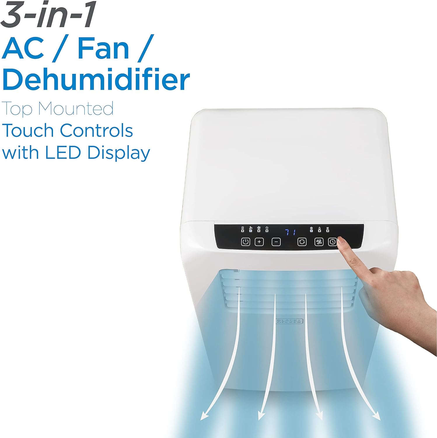 BLACK+DECKER 8,000 BTU Portable Air Conditioner with Remote Control, White