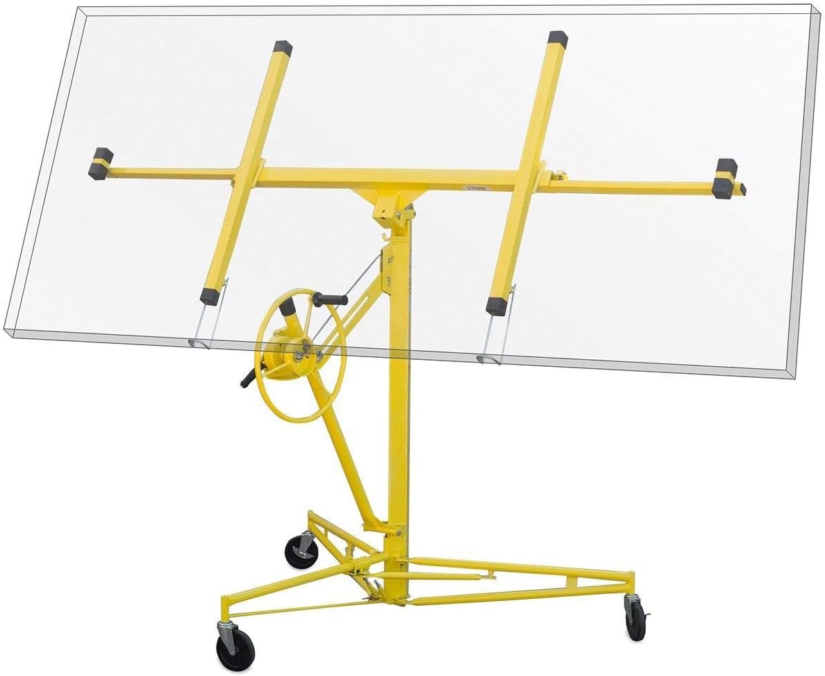 Stark USA Professional Series 16' ft Drywall Rolling Lift Panel Hoist Jack Caster Construction Dry Wall Lifting w/Caster Wheel, Yellow