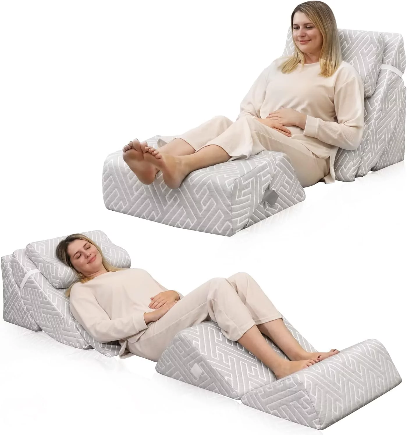 Betterhood 6pcs Orthopedic Bed Wedge Pillow Set, Adjustable Memory Foam After Post Surgery Pillow for Back Leg Neck Support, Tummy Tuck Pillow for Sleeping Acid Reflux Sitting up, Grey (NFP012) - Curated Treasures Market