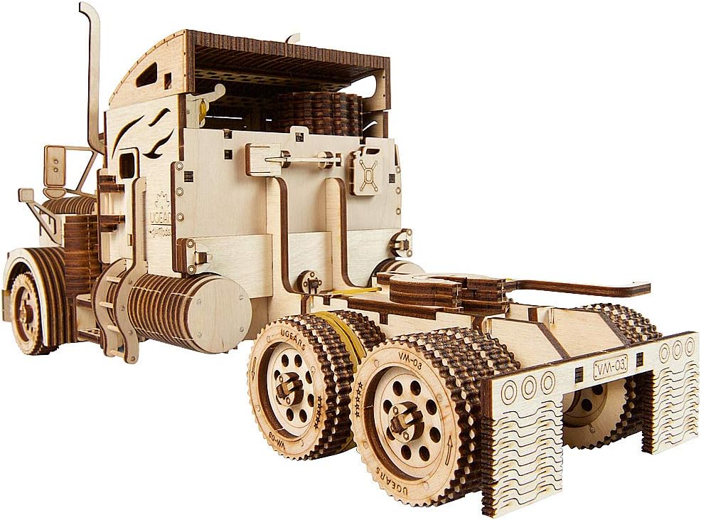 UGEARS Models 3-D Wooden Puzzle - Mechanical Heavy Boy Truck VM-03 Wooden Model Kit for Adults and Teens