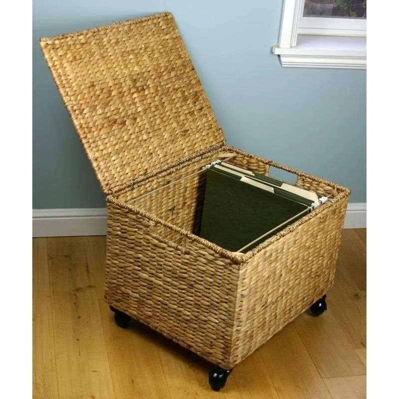 Porch u0026 Den Westphalian Seagrass Wicker Storage Filing Cabinet (Natural - Letter)