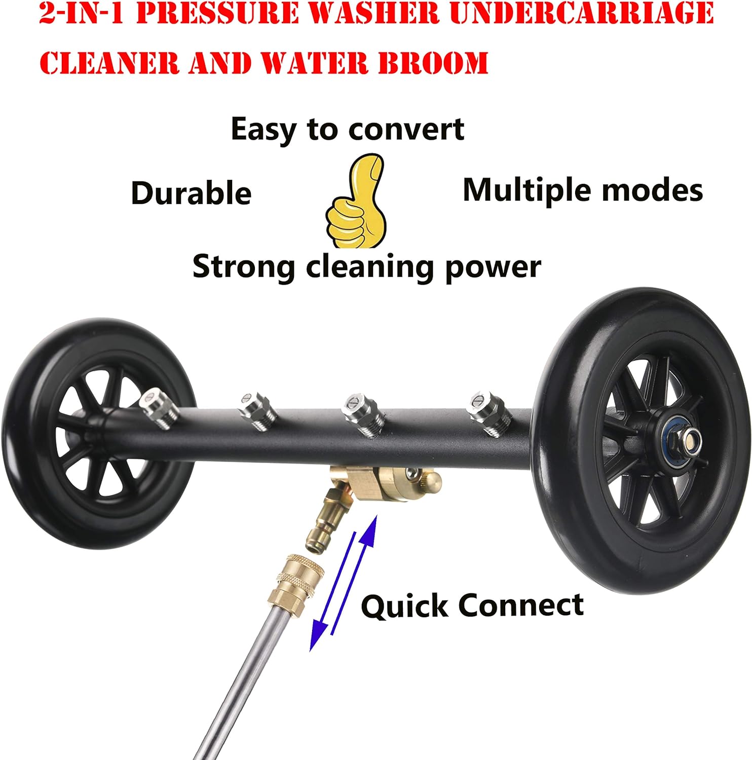Tool Daily Dual-Function Undercarriage Cleaner,Surface Cleaner for Pressure Washer, 16 Inch, Underbody Car Wash Water Broom with 3 Pieces Extension Wand, 4000 PSI Pack of 2