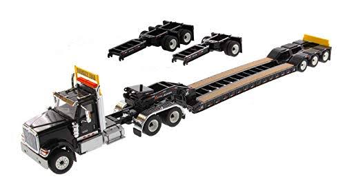 International HX520 Tandem Tractor Black XL 120 Lowboy Trailer 1/50 Diecast Model Diecast Masters 71017
