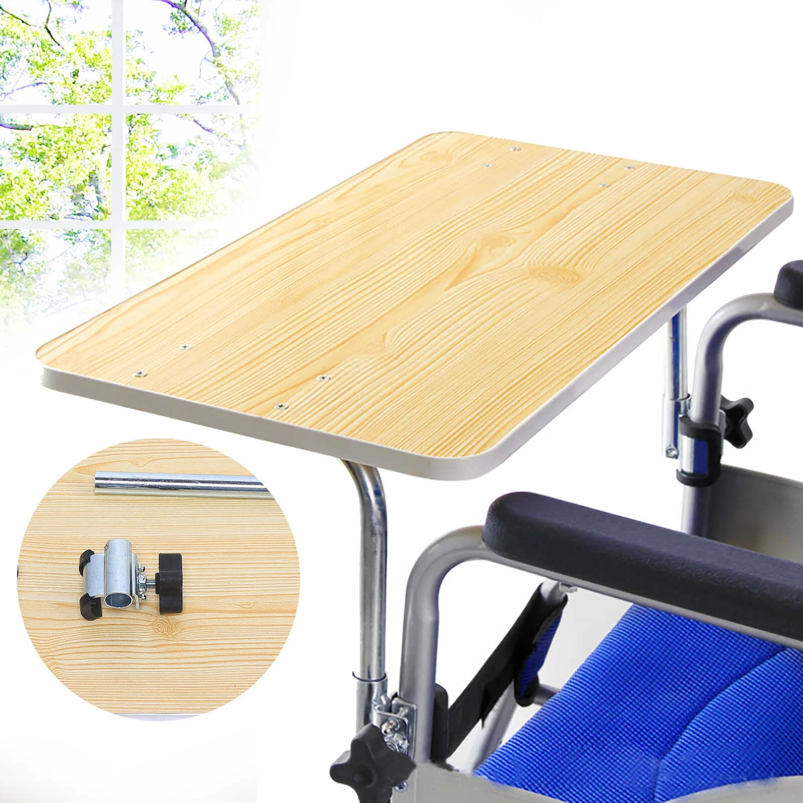 Loyalheartdy Wheelchair Tray Detachable Wooden Wheelchair Table for Manual Powered or Electric Wheelchairs - Curated Treasures Market