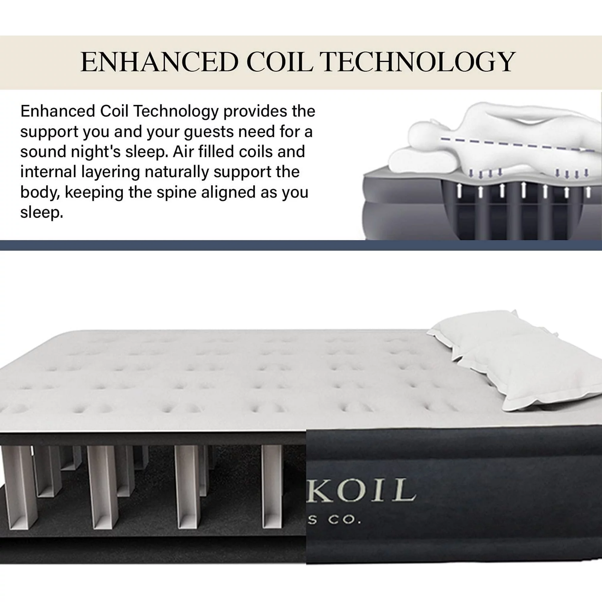 King Koil Luxury 13in Queen Air Mattress with Built-in Pump for Home, Camping & Guests - Queen Size Inflatable Airbed Luxury Double High Adjustable Blow Up Mattress, Durable Portable Waterproof