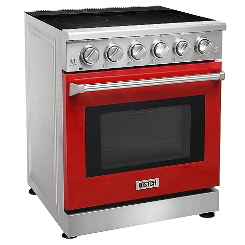 KOSTCH 30 inch Professional Electric Range with 5 Heating Elements Cooktop, 4.55 Cu. Ft. Convection Oven Capacity, Smooth Glass Top, in Stainless Steel, KOS-30RE06H