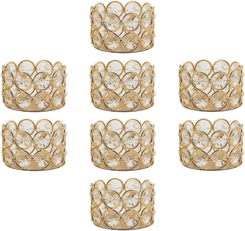 Vincidern Gold Crystal Tea Light Candle Holders Centerpieces, Small Votive Candle Stand Holder for Wedding Decoration, Home, Party,Thanksgiving, Christmas (Pack of 16) Pack of 2