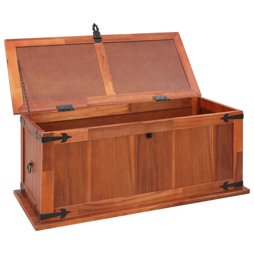 Furtur Home Storage Chest Box Rustic | Wooden Storage Trunk | Wood Blanket Toy Chest with Handles for Bedroom Closet Home Organizer Collection | Brown Solid Acacia Wood 35.4" x 17.7" x 15.7"