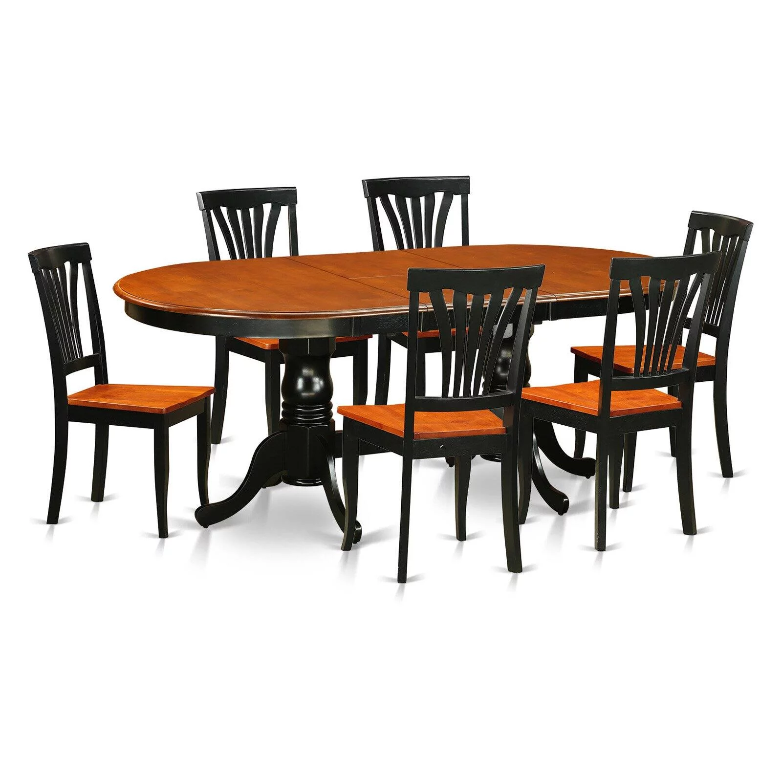 East West Furniture Plainville 7-piece Wood Dining Room Table Set in Cherry