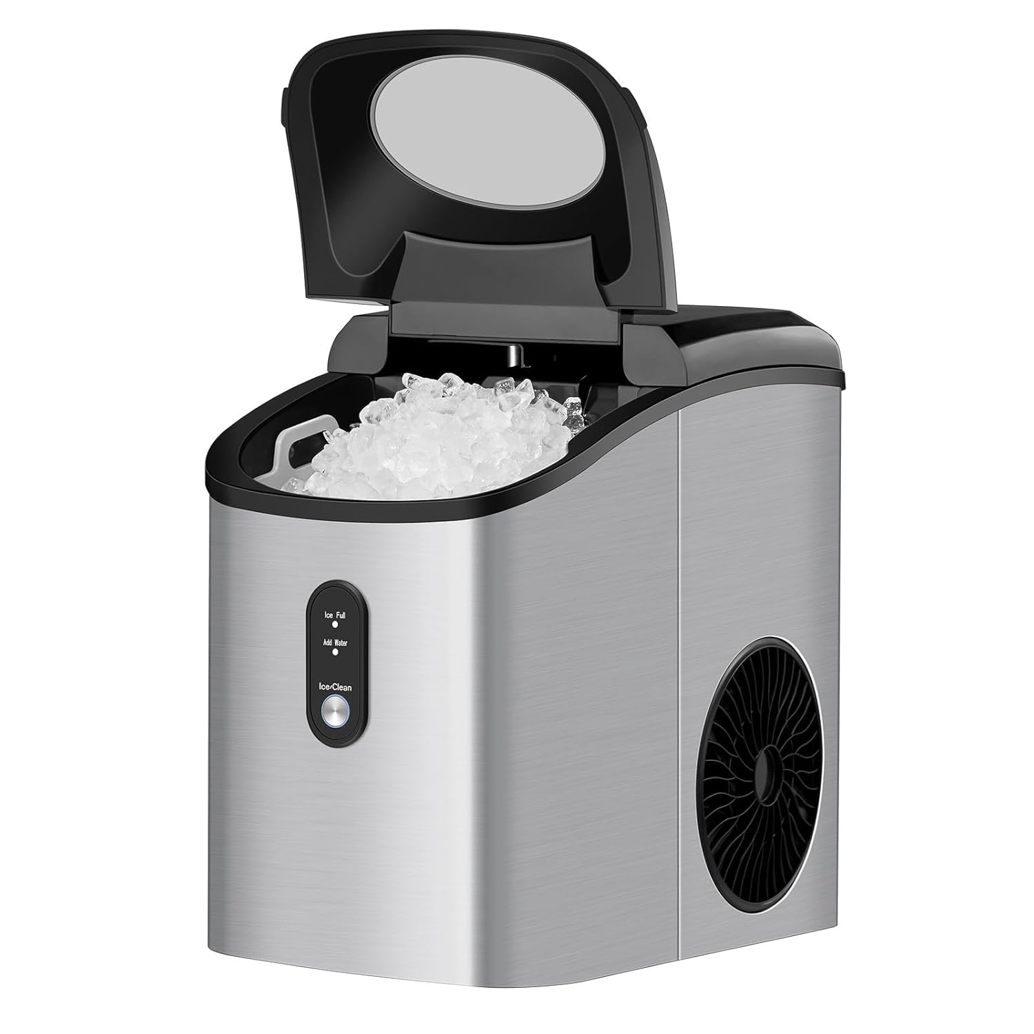 Mini Portable Automatic Electric Countertop Ice Maker Stainless Steel Countertop Ice Maker 33 lbs/24 Hours Output, Self-Cleaning,Basket for Home/Kitchen/Office/Bar