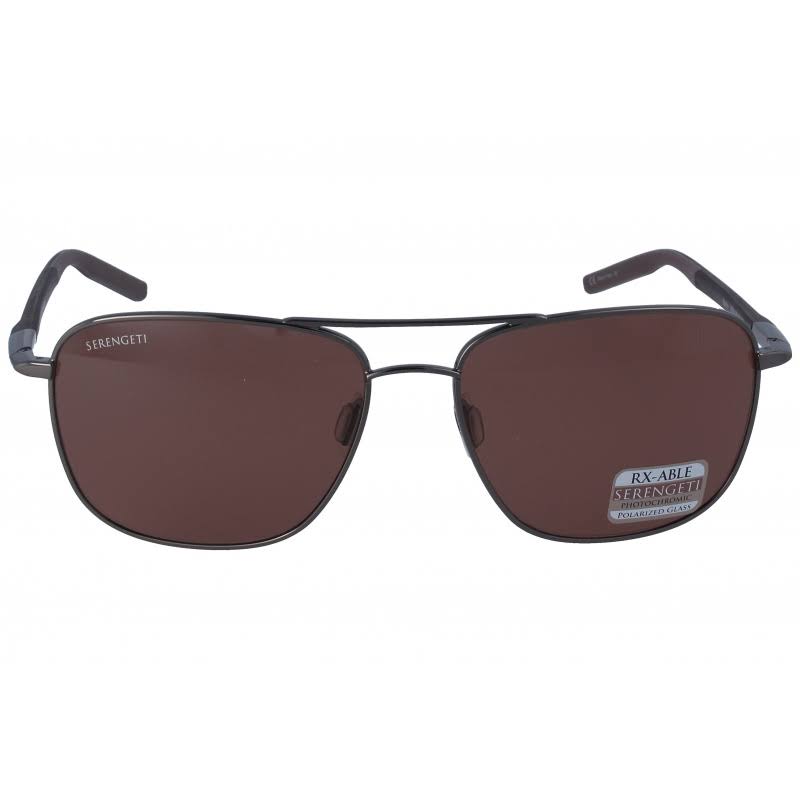 Serengeti Spello Sunglasses (Shiny Gunmetal/Dark Brown/ Chocolate Brown Polarized Drivers)